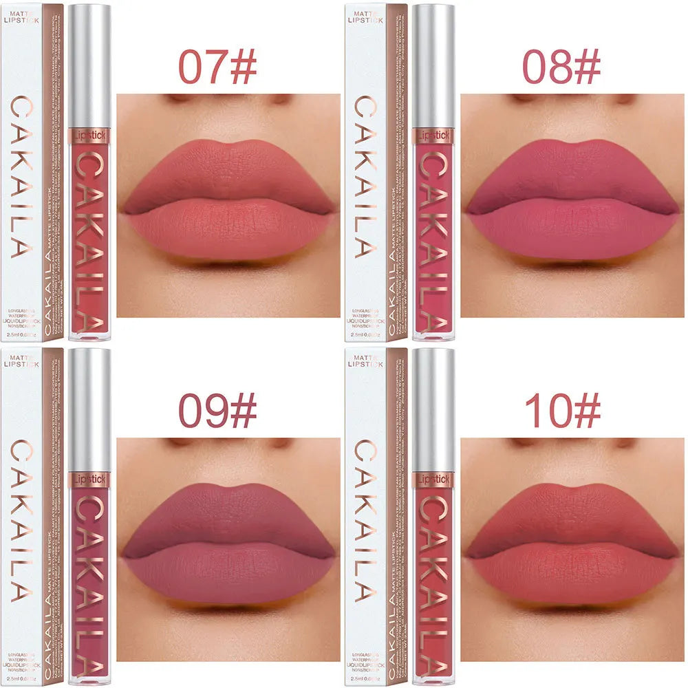 Sexy Long Lasting Velvet Matte Lip Gloss Liquid Lipstick Lip Makeup Women Beauty Red Nonstick Cup Waterproof Lip Gloss