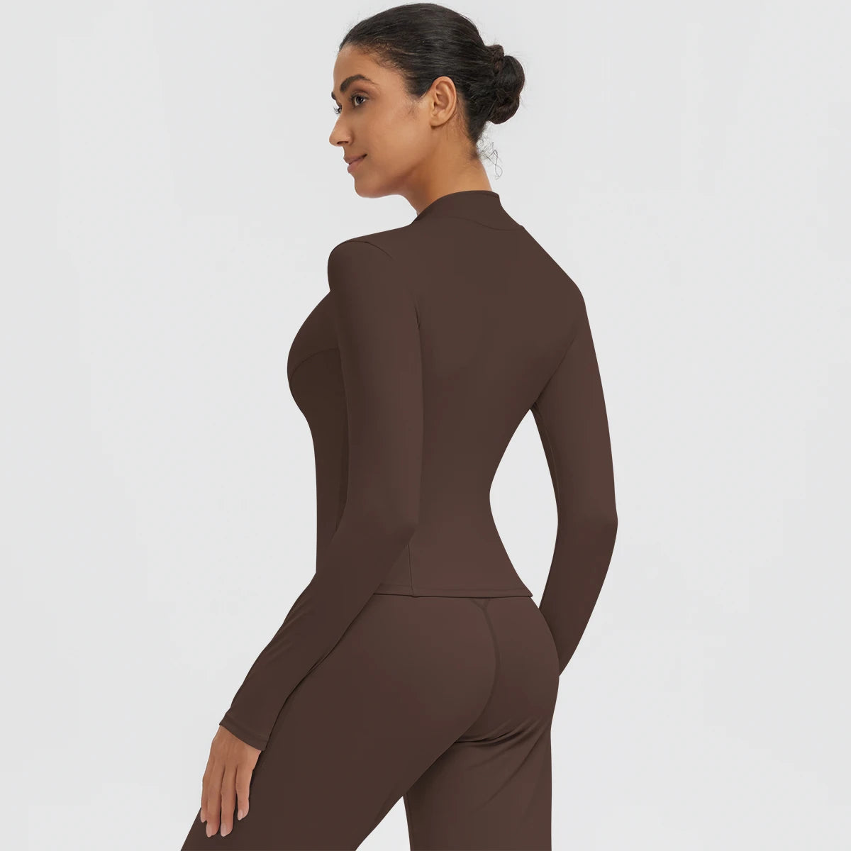 New Women's Stand-Up Collar Yoga Jacket Summer Fitness Sports Solid Color Workout Top Yoga Zipper Long Sleeves Sports Top Coat