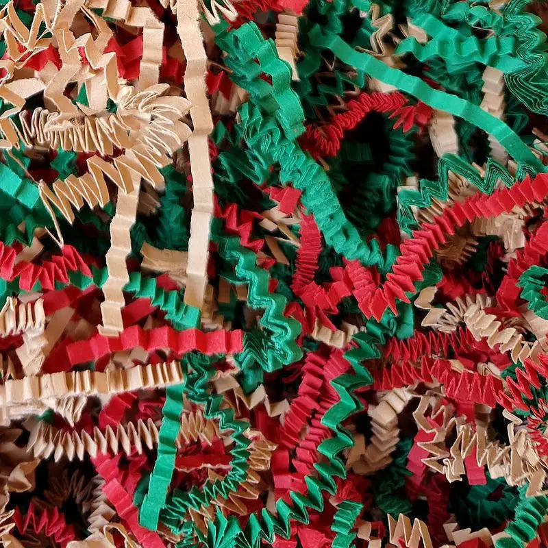 Christmas Shredded Paper Crinkle Filler, Red Green Kraft Raffia Paper, Gift Box Basket Filling for Xmas Holiday Gift Packaging