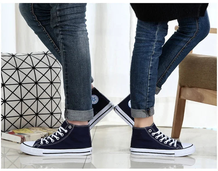 Men’s High-Top Canvas Sneakers – Lace-Up Flat Sole Shoes (A18-B6638)