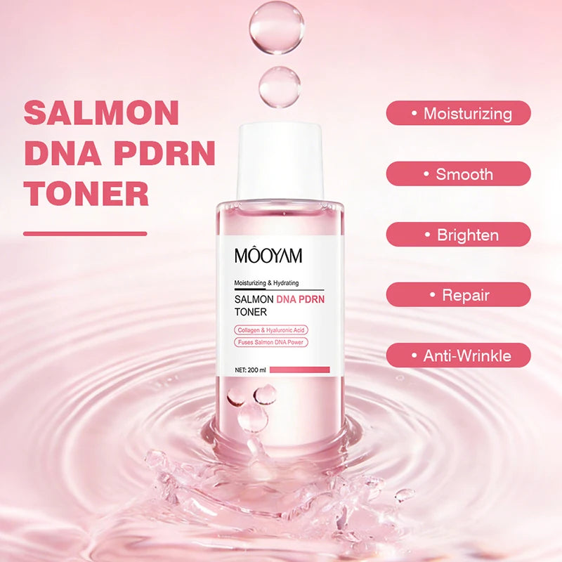 Salmon Pink PDRN Skincare Set Firming Soothing Massage Eye Cream Glow Moisturizing Toner Oil Control Cleansing Gel Facial Wash