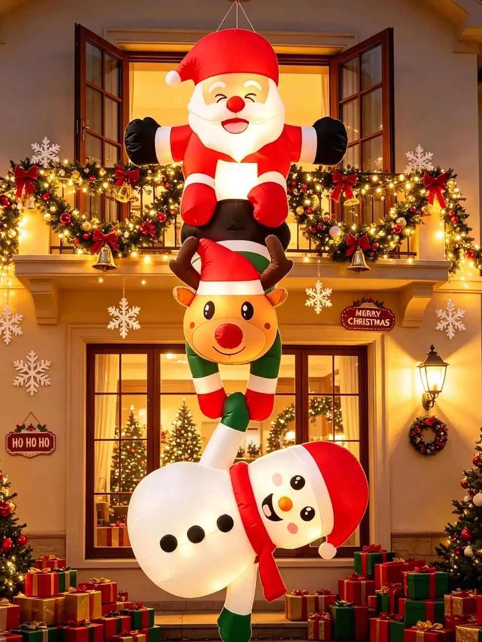 2.4M/7.8FT Inflatable Christmas Decoration Santa Claus Climbing Wall Ideal for Yard Outdoor Festive Atmosphere Setup