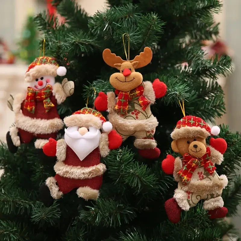 4/12pcs Christmas Tree Ornaments - Santa Snowman Reindeer & Bear Figures,Durable Hanging Decorations for Holiday DIY Decorations