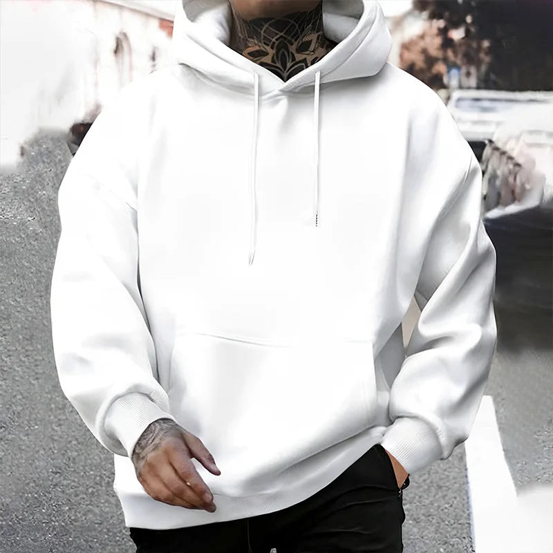 2025 Fall/winter New Arrival Men's Hoodie High Quality Solid Color Hooded Sweatshirt Male Home Outdoor Casual Fashion Pullover
