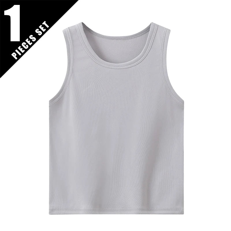 1/3/4 Pcs Children's Four Seasons Thin Solid Color Joker Vest Boy Loose And Comfortable Bottoming Shirt girl Sweet And Lovely  T