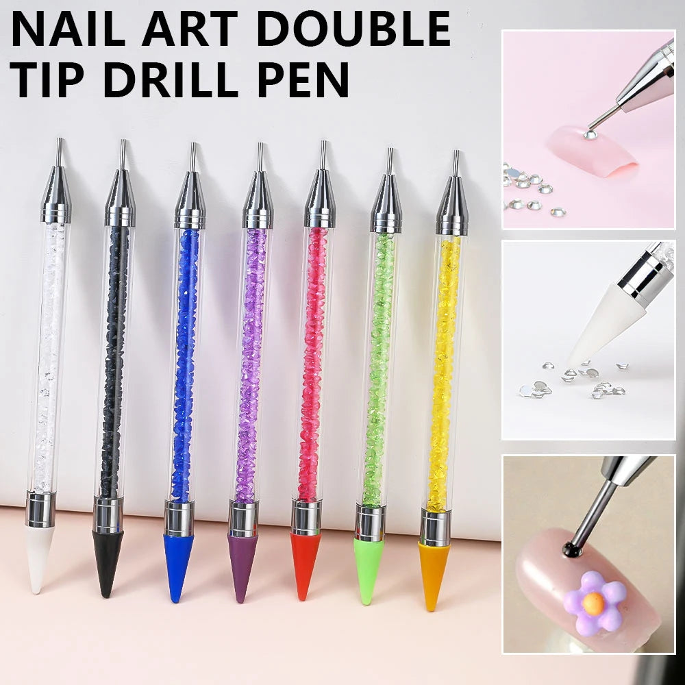 1Pc Dual-ended Rhinestone Gems Picker Dotting Pen Wax Pencil Acrylic Handle Crystal Studs Picker Manicure Nail Art DIY Tools