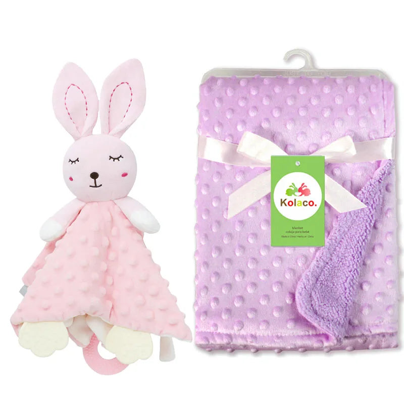 Newborn Baby Blanket with Name Custom Stroller Sleeping Dolls Animal Security Towel Gift Set for Baby Shower Gifts