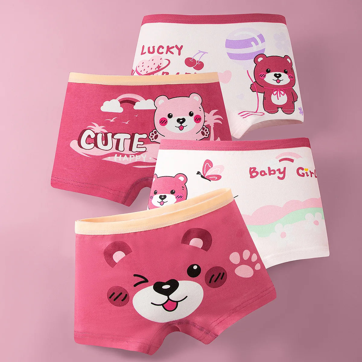 4pcs/Lot Kids Girl Underwear Set Girls Cotton Cute Printing Briefs Boyshorts Comfortable Safety Panties Children Cartoon Clothes
