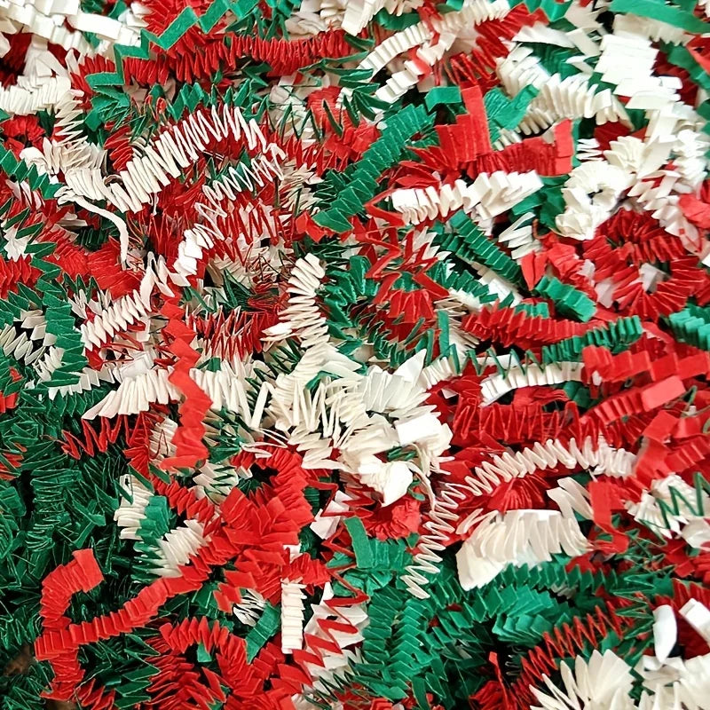 Christmas Shredded Paper Crinkle Filler, Red Green Kraft Raffia Paper, Gift Box Basket Filling for Xmas Holiday Gift Packaging