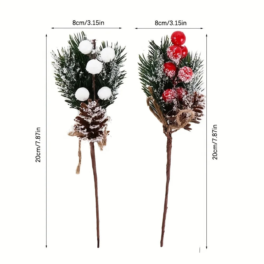 10 Rustic Cedar Branches with Faux Berries And Holly - Durable Plastic Christmas Ornaments, Fireplace Garlands, Vine Decorations