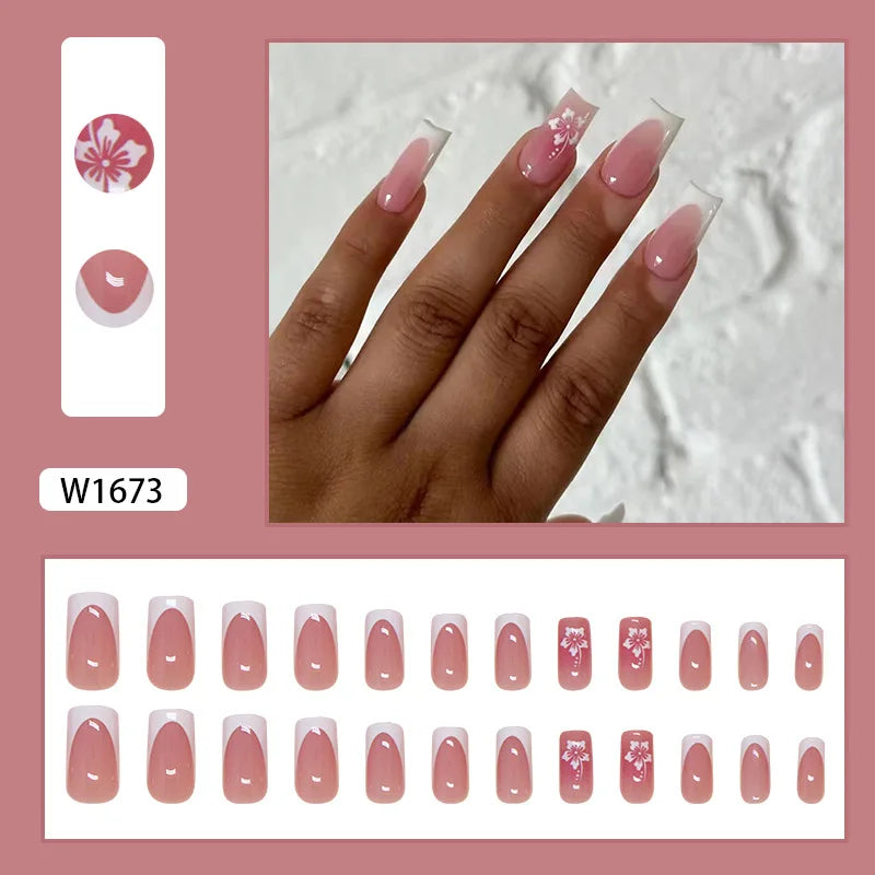 Leopard Print Pink Gradient Press-On Nails – 24PCS