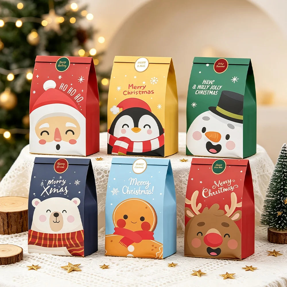 12/24pcs Christmas Candy Bag, Candy Gift Bag, Holiday Accessory Storage Bag, New Year'S Gift Packaging Bag, Paper Bag