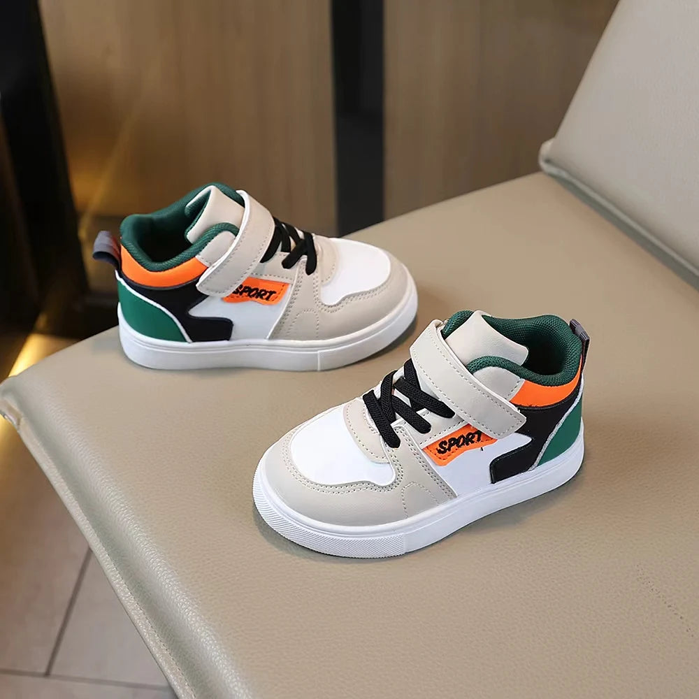 COMFY KIDS Kids 3-8 Years Gray Multi-Color Mid Top Sneakers for Active Toddler Youth Easy On Off Hook & Loop Lace-Up Pull Tab Lightweight Sole Casual Sports School Shoes