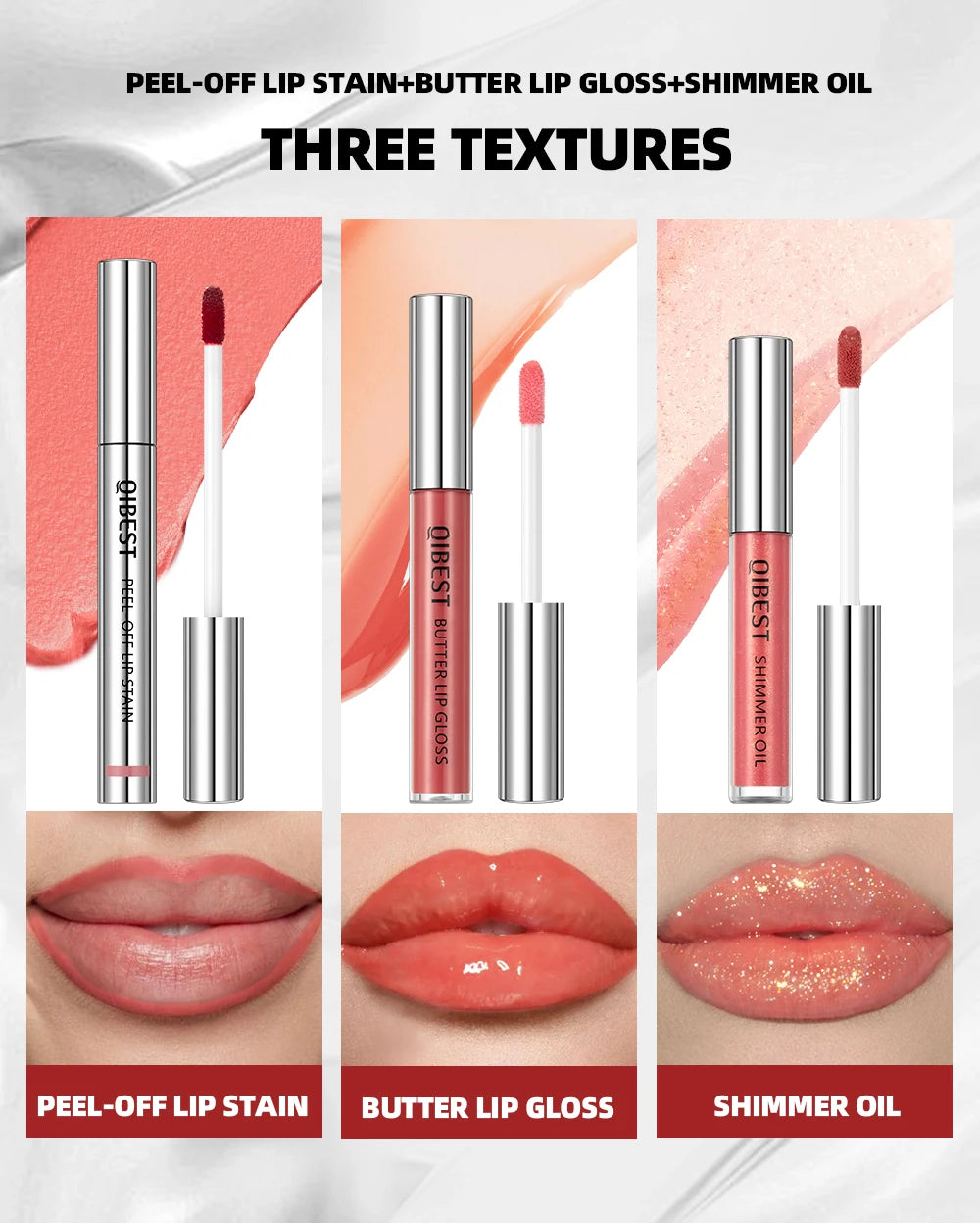 Multifunctional Makeup Kits Include Tear Off Lip Stain,Mirror Lip Glaze,Shimmer Lip Oil Gloss Lasting Lip Cosmetics Sets