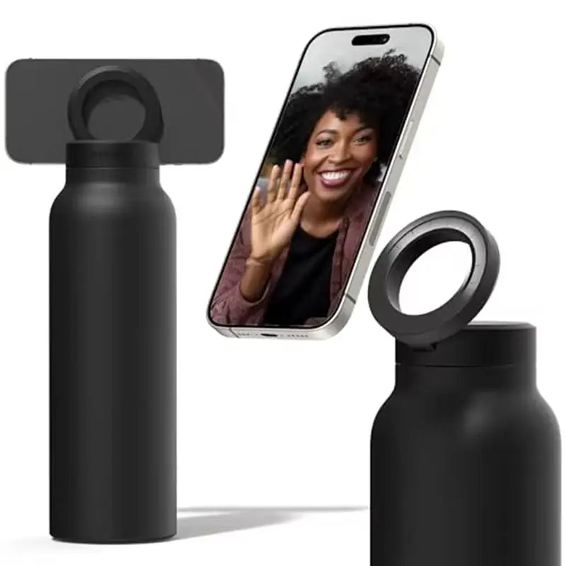 A79I Insulated Water Bottle Compatible Water Bottle With Phone Holder,Stainless Steel Water Bottle With Phone Tripod