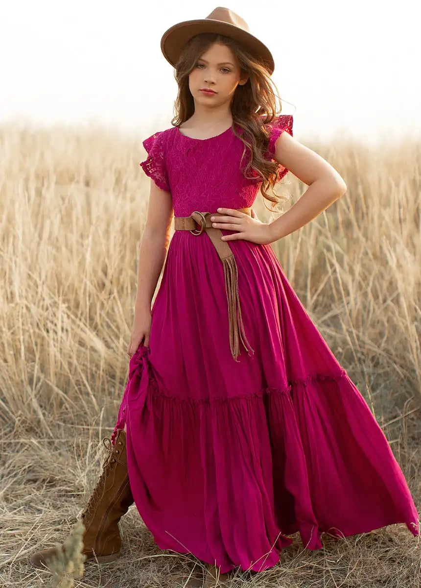 3-14 years Girls Lace Bohemia Long Dresses
