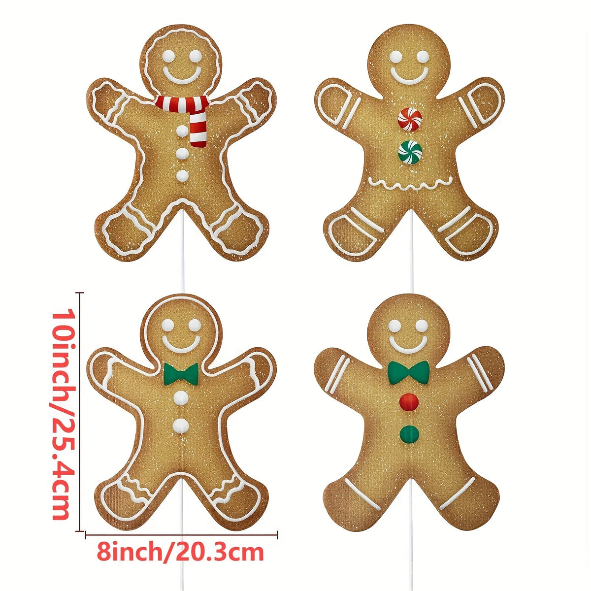 4/8/12pcs Large Gingerbread Man Christmas Tree Ornaments, Rustic Plastic Gingerbread Decorations, for Holiday Home, School