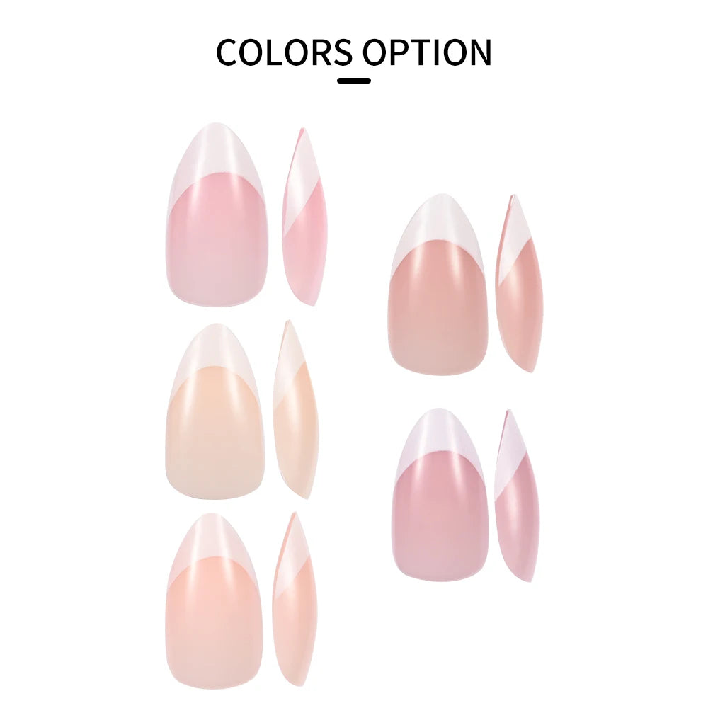 150/120/100pcs French Nude Pink False Nail Women Press on Nails White Edge Almond Full Cover Fake Nail For Manicure Extension