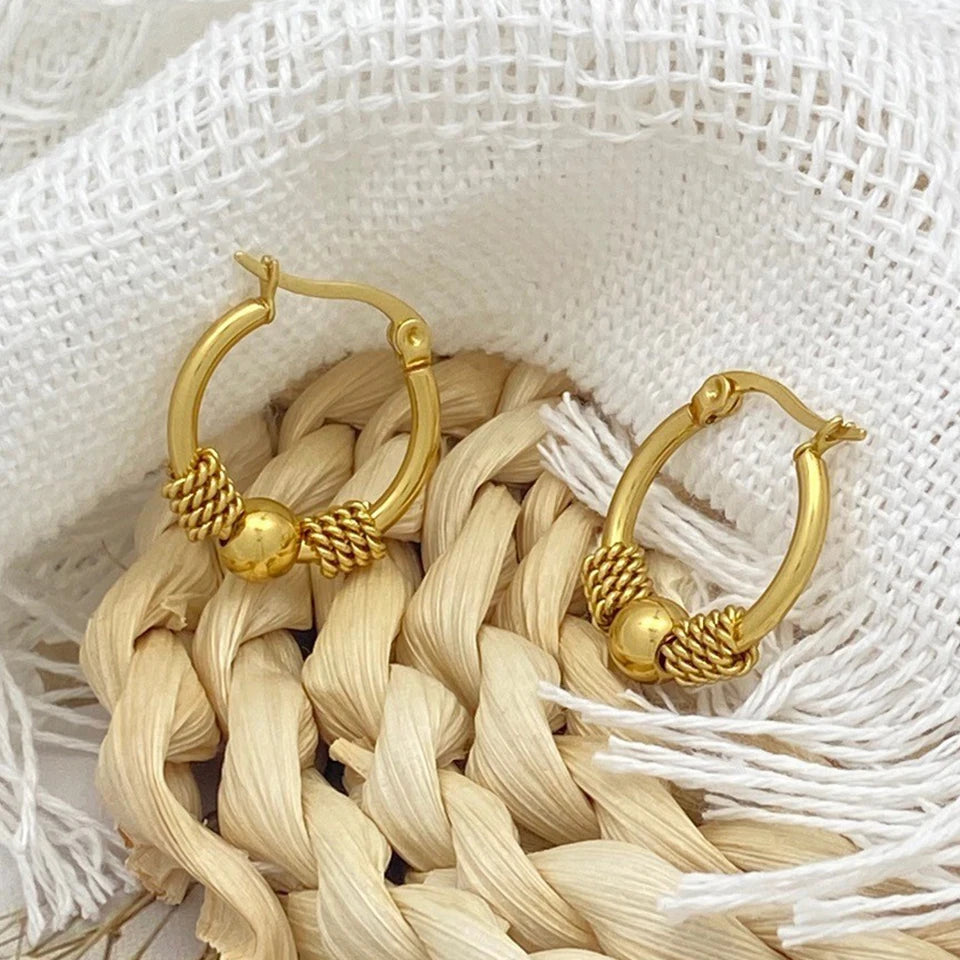 ZAKOL 316L Stainless Steel Golden Hollow Woven Circular Shape Earrings For Womens Fashion Trendy Ear Jewelry Lady Party Gift