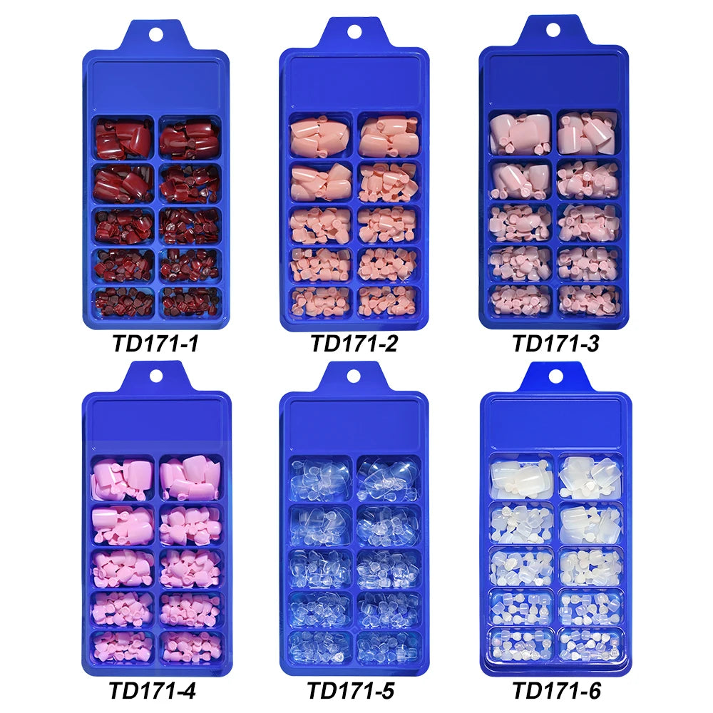 100/120pcs False Toenails French Short Square Full Cover Fake Toe Nails Acrylic Pink Clear White Press on Toenails For Women