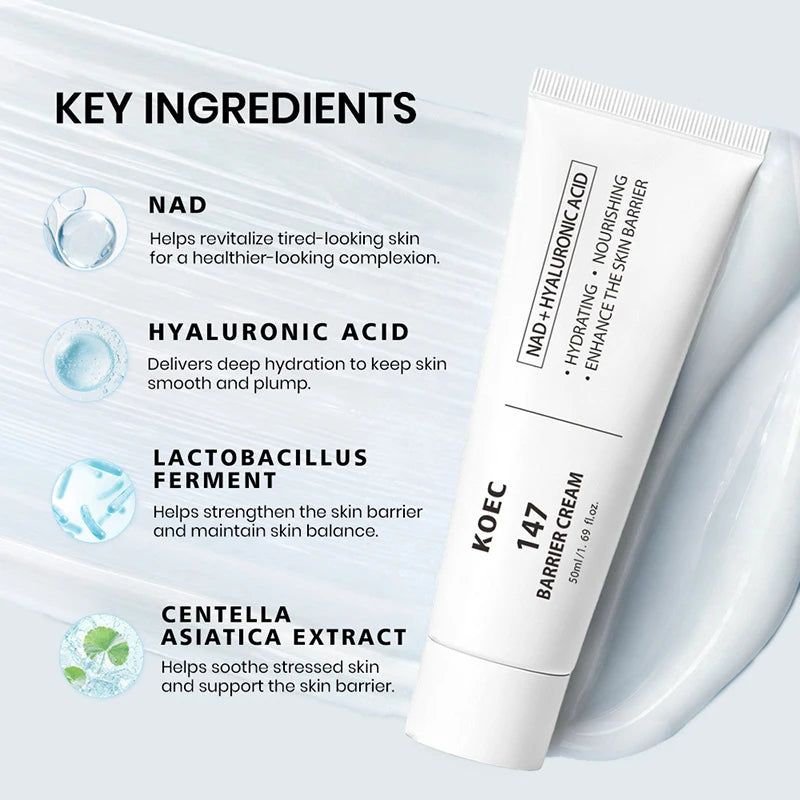 NAD+ PDRN Face Repair Cream 50g Centella Hyaluronic Acid Deeply Hydrating Nourishing Relieve Dryness Redness Daily Facial Care