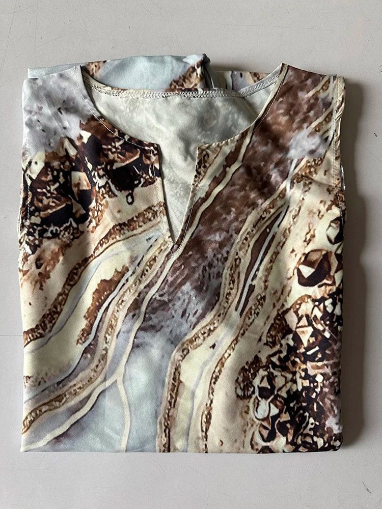 Sleeveless V-Neck Printed Maxi Dress 2026