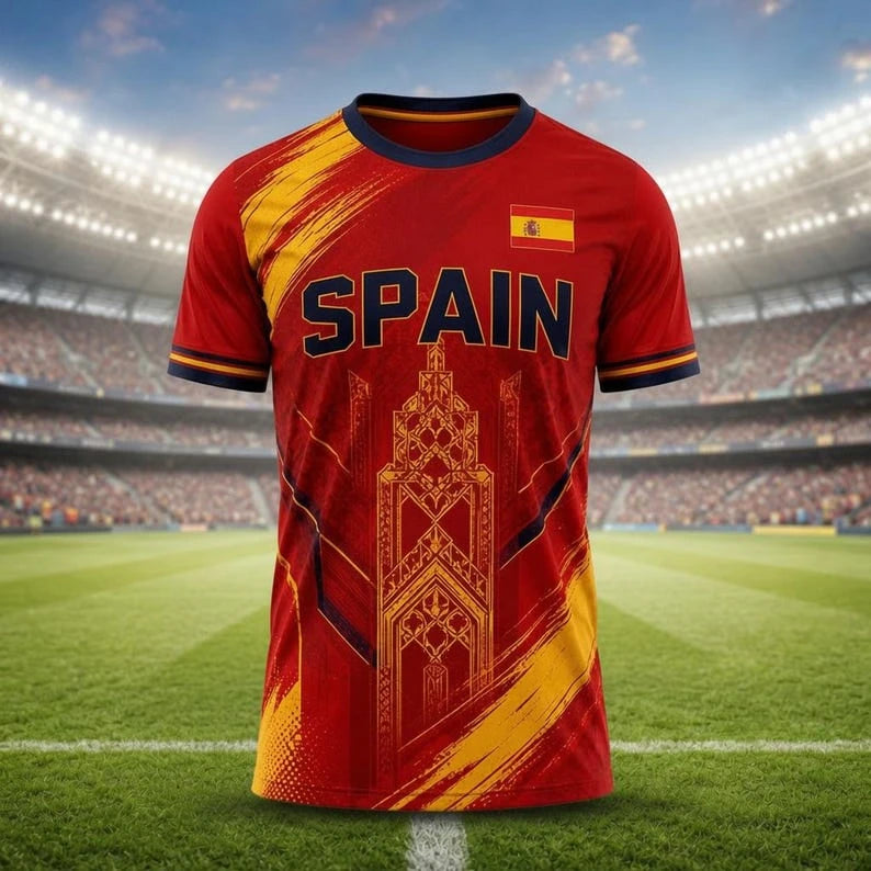 SPANISH FOOTBALL JERSEY CASUAL T-SHIRT SUMMER TOP SPORTY STYLE ESSENTIAL FOR OUTDOOR  CHILDREN'S TRAINING WEAR FASHIONABLE