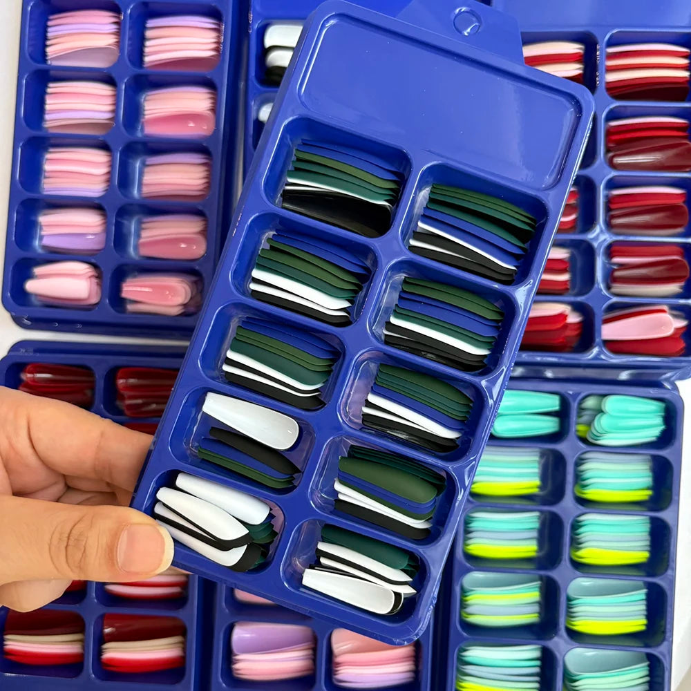 120Pcs Long Coffin False Nails Mixed Color Press On Nails Acrylic Manicure Extension Artificial Square Full Cover Fake Nail Tips