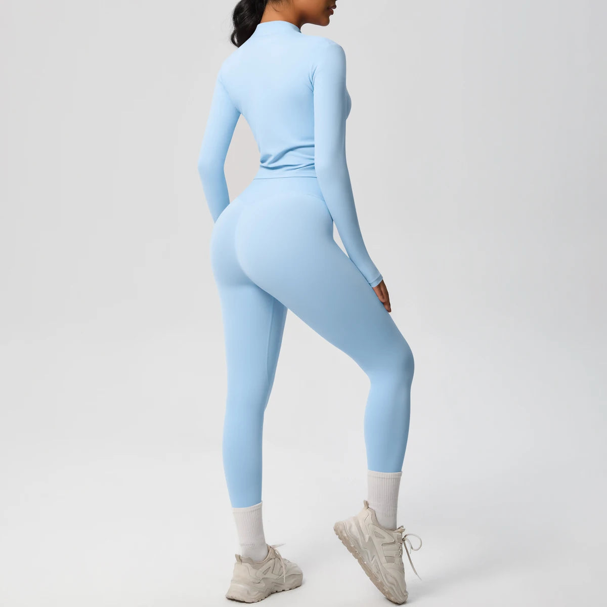 Hot Sale New Yoga Suit for Women Solid Color Yoga Zipper Long Sleeves Slim Casual Jacket Top Quick Drying Fitness Pants Gym Set