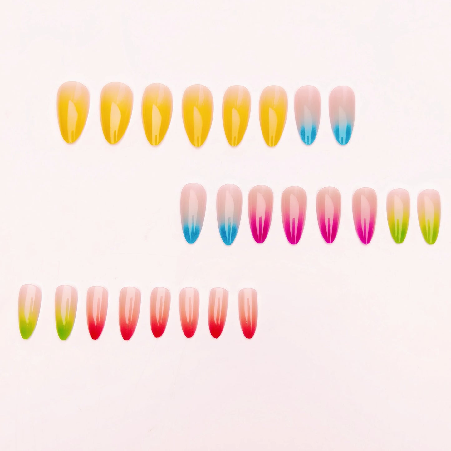 Multicolor Solid Color Nude Color Drop-Shaped Manicure Wearable Nails 24 Pieces