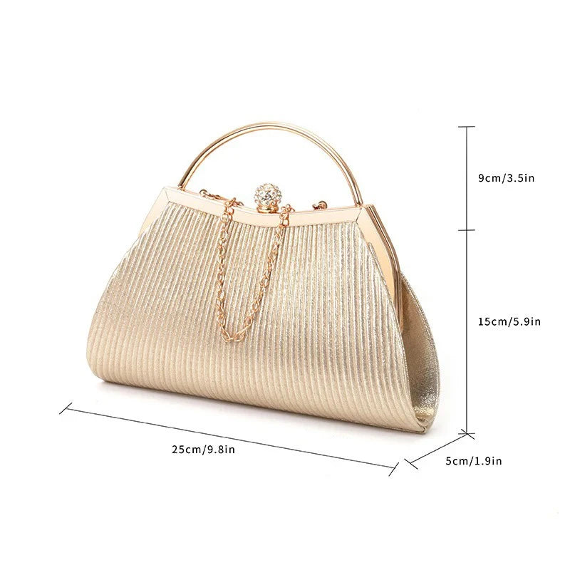 Ladies' Wedding Clutch Bag Cross-border Diamond-encrusted Dinner Bag Folded Metal Handbag Mini Bag