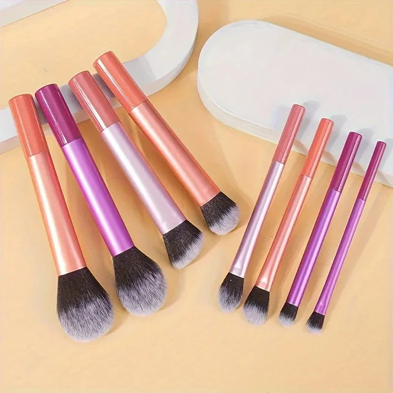 8Pcs Travel Makeup Brush Set - Portable Soft Synthetic Eyeshadow, Blush & Powder Brushes, Essential On-the-Go Beauty Kit