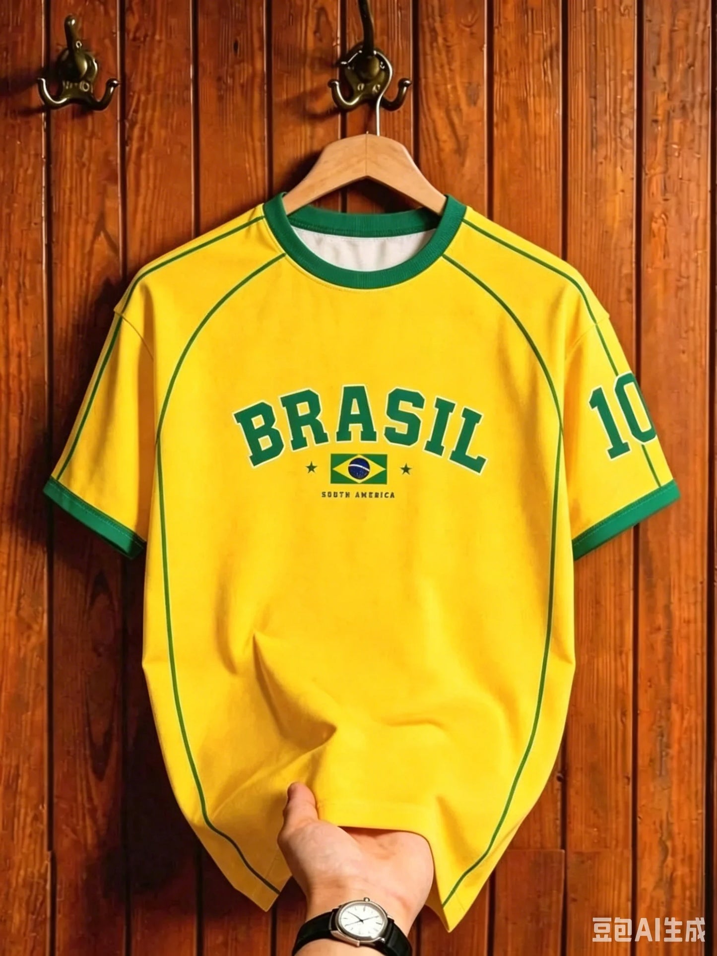 Brazil Soccer Jersey T Shirt Retro Stripe Print Family Style for Kids Adults Breathable Quick Dry Tee for Training Fitness