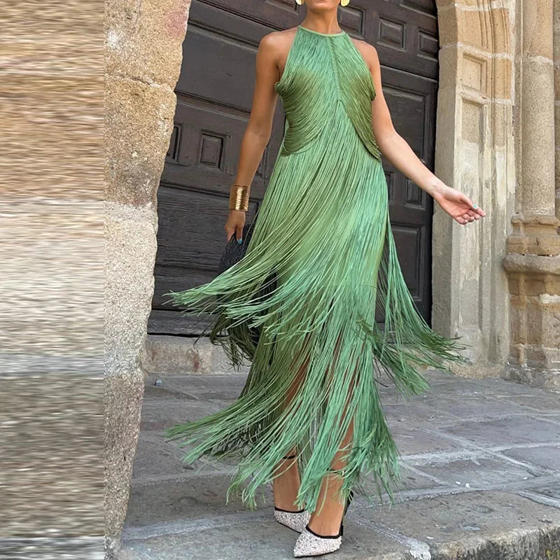 Luxe Tassel Backless Mini – Evening Chic 2026