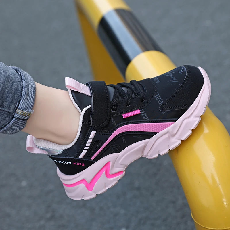 Kids Casual Pink Girls Leather Shoes Fashion For 7-15y Lightweight Running Young Student's Children Sports Girl's Shoe NBGAGA
