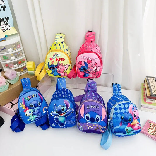 Disney Cartoon Stitch Children Chest Bag Fashion Crossbody Bag Cute Waist Storage Pouch Zipper Coin Purse Children's Gifts
