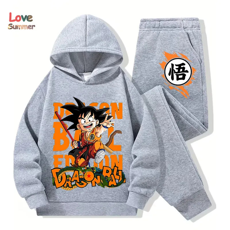Anime hoodie pant 2pcs3-14 Years Kids Tracksuit DragonBall Clothes Goku Hoodie Boys Girls Sporty suit Ideal Daily Outdoor Wear