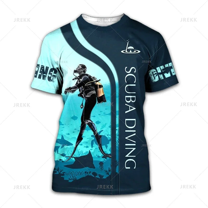Summer 3D Diving Print T Shirt Breathable Quick Dry Family Style for Kids Adults Fashion Streetwear Sports Fitness Apparel