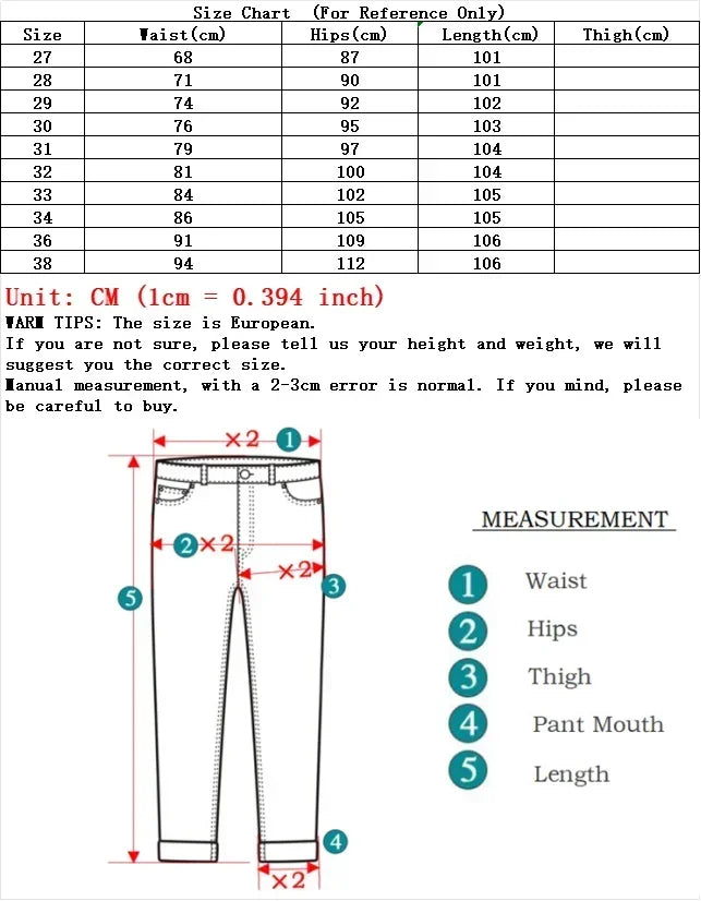 New Men Fashion Casual Business Denim Pants Male Slim Fit Straight Leg Trousers Stretch Solid Pants Size 27-38