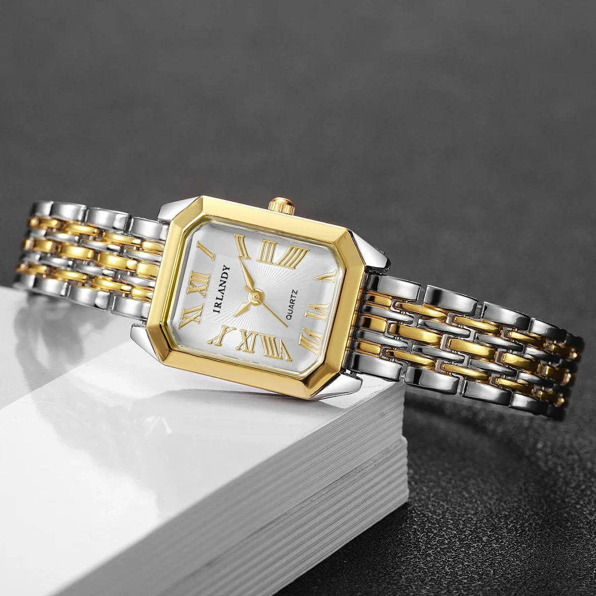 4PCS Elegant Rectangle Women Quartz Watch Bracelets Set Fashion Metal Girls Bracelet Wristwatches Relogio Feminino（Without Box）