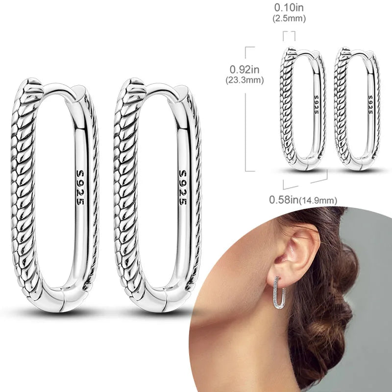925 Sterling Silver Hoop Earrings with Zircon
