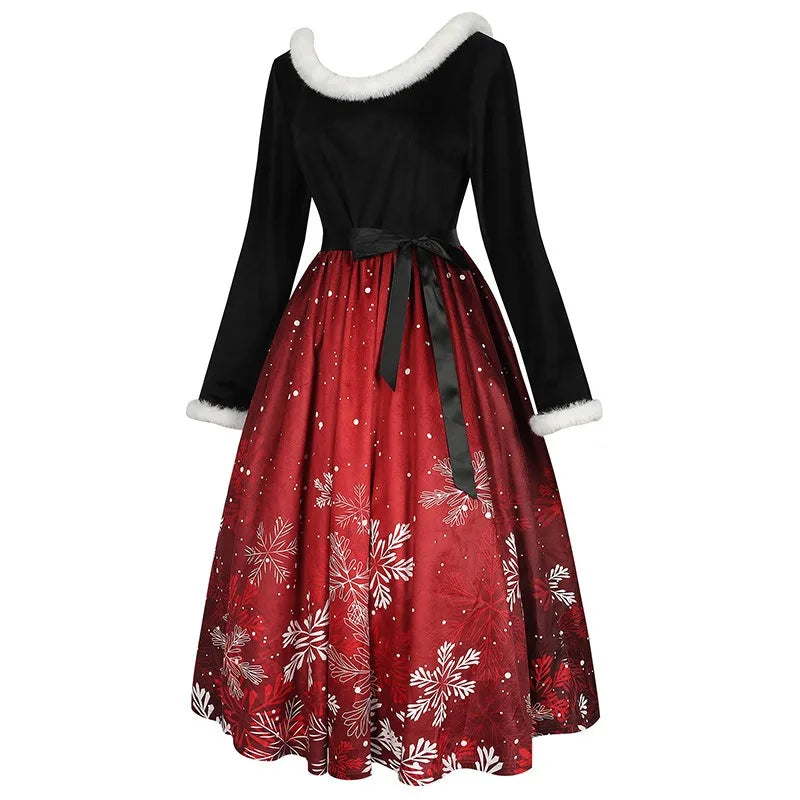 Christmas Themed Print Dress Family Atmosphere Party Event Costume Christmas Halloween Cos Costume