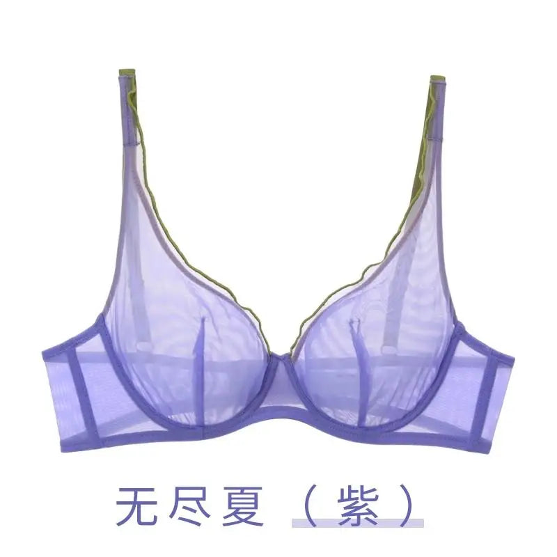 Minimizer Bra Plus Size Underwire French Style Triangle Cup Push Up Mesh Sensual Lingerie Set Support 32-40 MOYISU Bra Set S-2XL