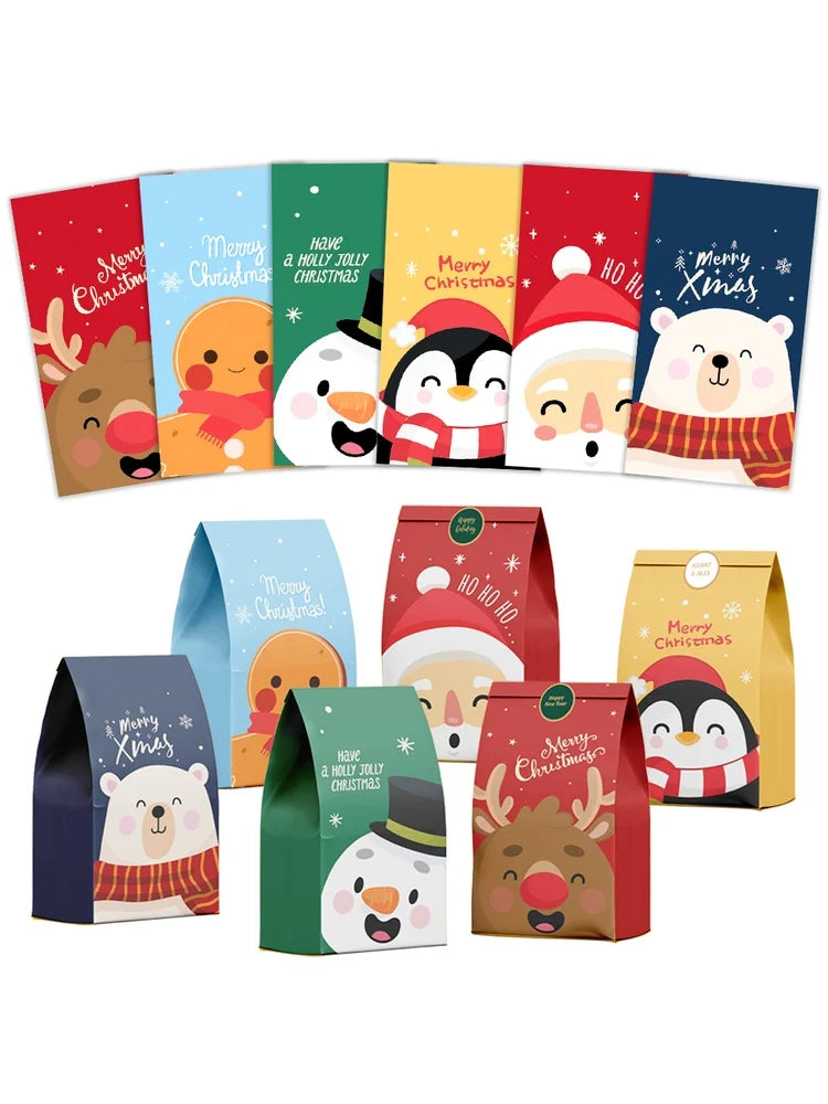 12/24pcs Christmas Candy Bag, Candy Gift Bag, Holiday Accessory Storage Bag, New Year'S Gift Packaging Bag, Paper Bag
