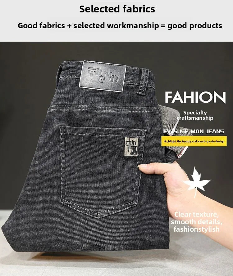 New Arrivals Men's Jeans High-end Brand Embroidery China Casual Slim Boyfriend Pants winter  Autumn Jeans Black Luxury Pants