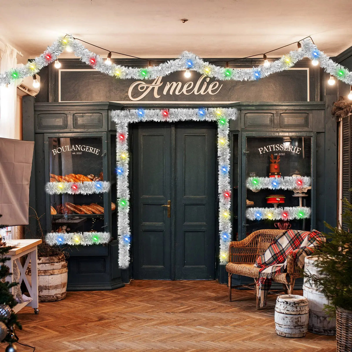 1/3pcs 5M Christmas Tinsel Garland Decorations,Indoor/Outdoor Hanging Party Decor for Tree, New Year's,Durable Festive Decor