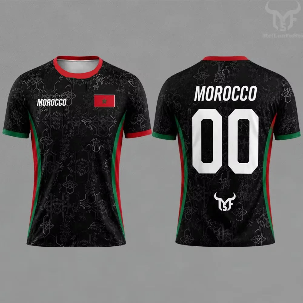 2026 Morocco Flag Print Jersey 3D Printed Breathable Quick Dry Family Style for Kids Adults Fashion Streetwear Sports Fitness