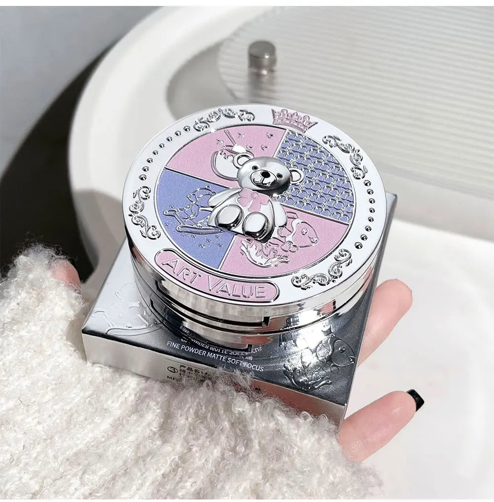 Art Value Bear Knight Soft Focus Pressed Powder Matte Natural Makeup Setting Makeup Brightening Makeup Loose Powder