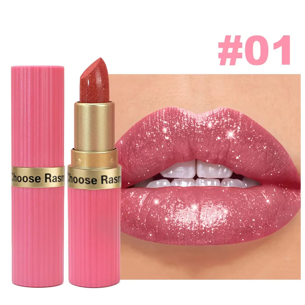 Pearlescent Pink Glitter Velvet Lipstick