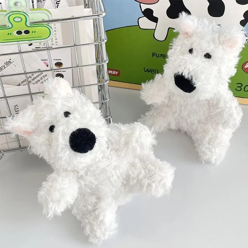 ZAKOL Cute West Highlands Plush Doll Keychain Puppy Cartoon kawaii Bag Pendant Couple Bag Charms Accessories Gift